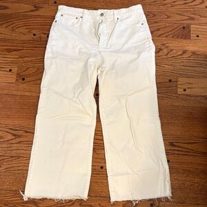 J. Crew White Wide-Leg Crop Pants